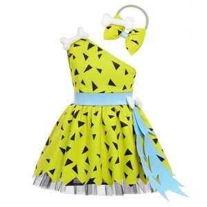 Kids Cave girl Costume 
Pebbles Toddler Baby Girls Halloween
Green - Girl 3T